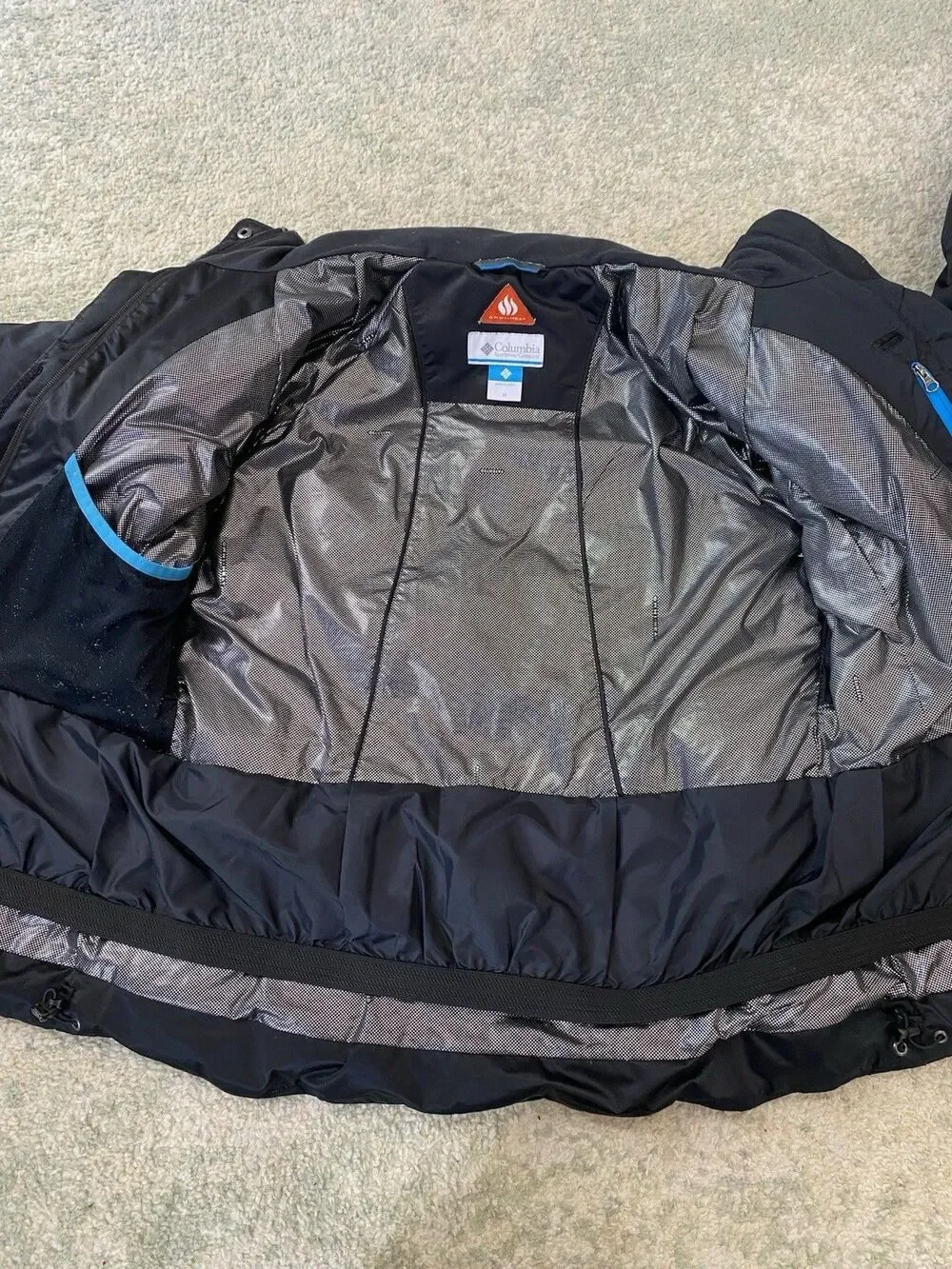 NO HOOD! Columbia Jacket Womens Medium Black Omni-Heat Down Feather Puffer